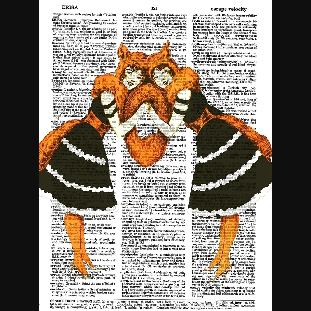 Fox Twins Halloween Oddity Dictionary Art Print